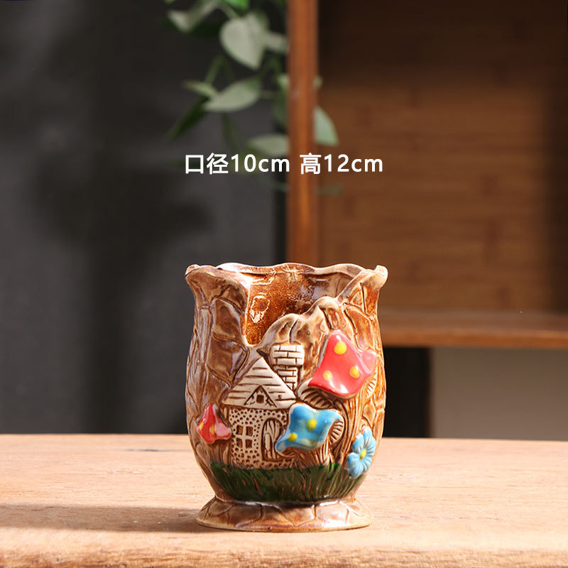 Nuevo producto pila antigua maceta de carne cerámica precio especial balcón doméstico arcilla de cerámica cerámica pequeña olla de cerámica especial liquidación al por mayor