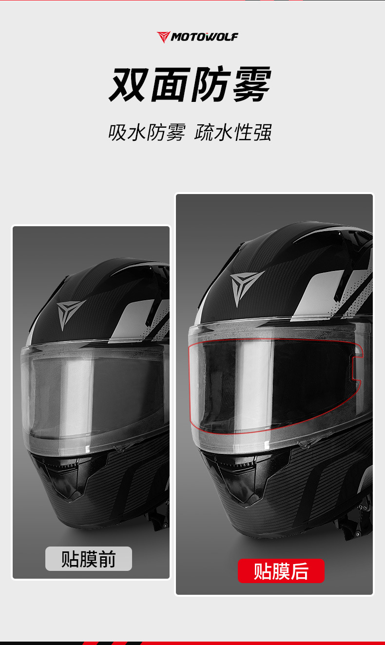 Suitable for Modo Wolf Motorcycle Helmet Anti-Fog Sticker Electric Vehicle High-Definition Transparent Lens Sticker Full-Face Helmet Sticker Helmet Film