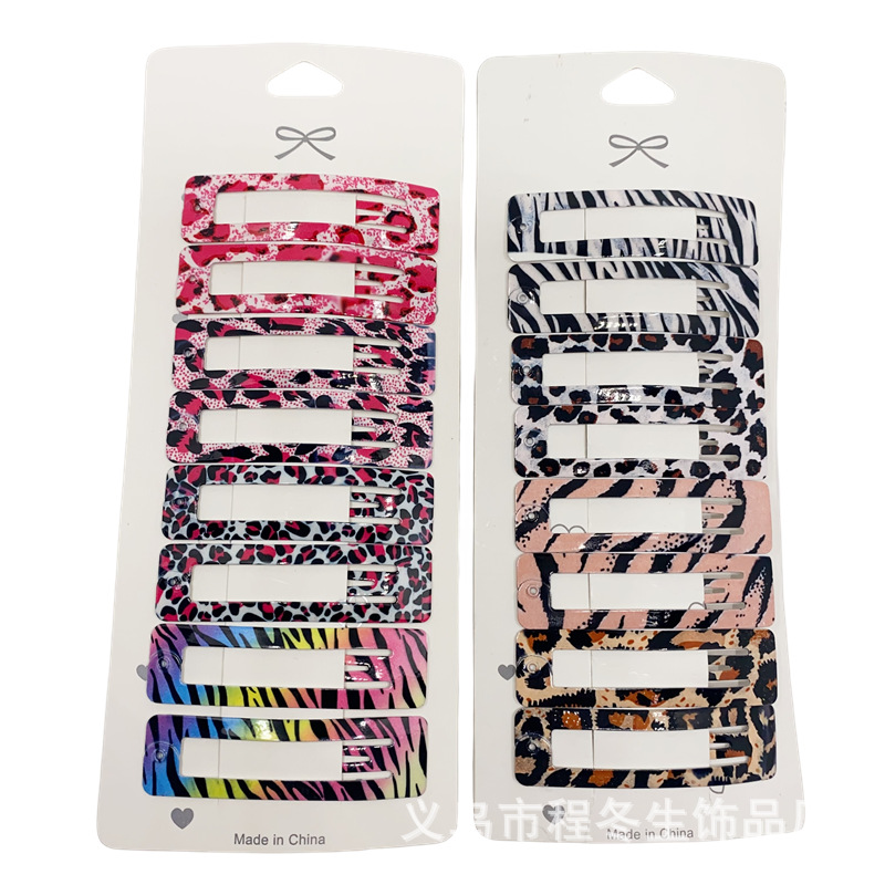 Pinzas de metal con estampado animal (leopardo/cebra) – estilo retro y trendy
