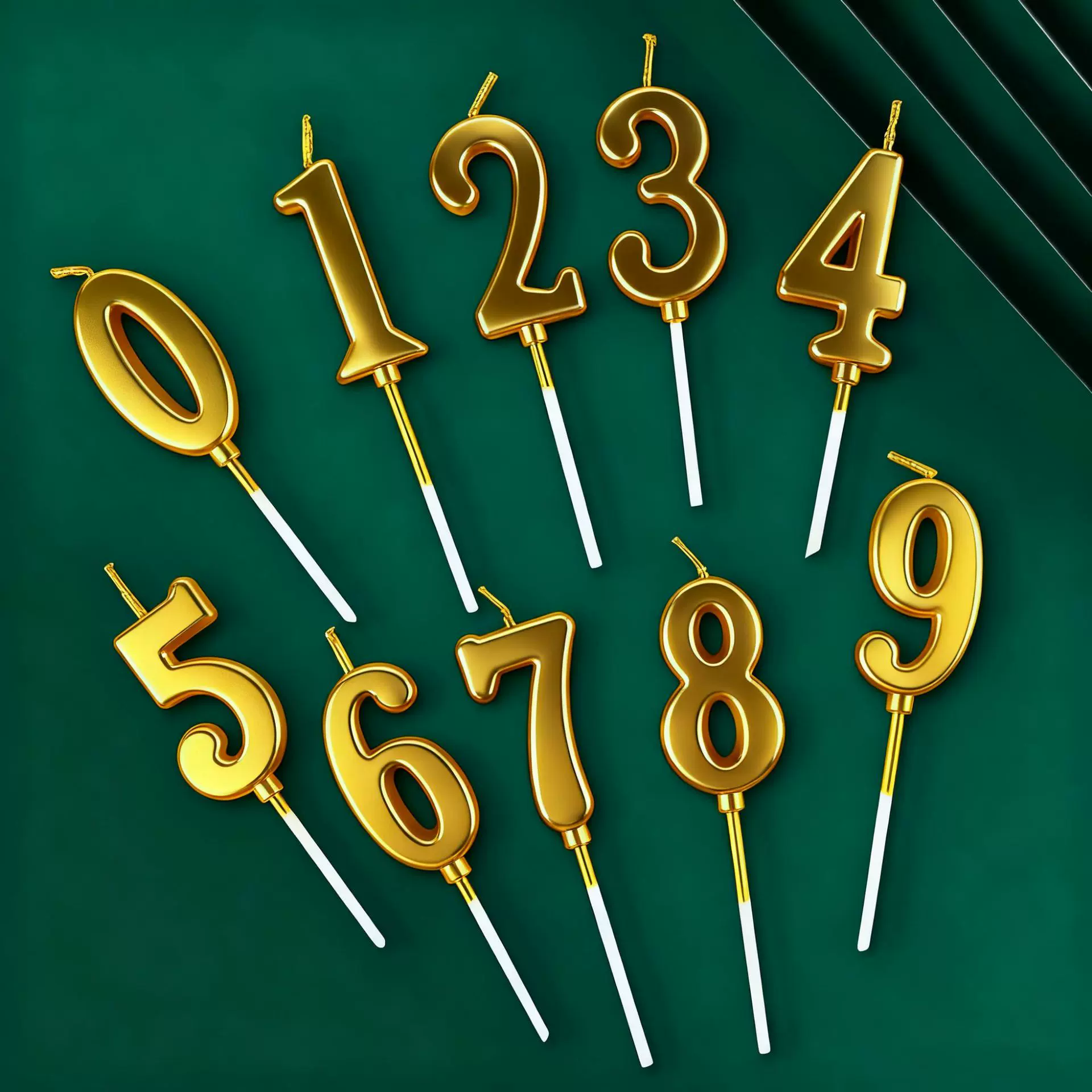 喷金数字蜡烛生日蛋糕蜡烛创意数字0-9派对包装蜡烛派对聚会生日