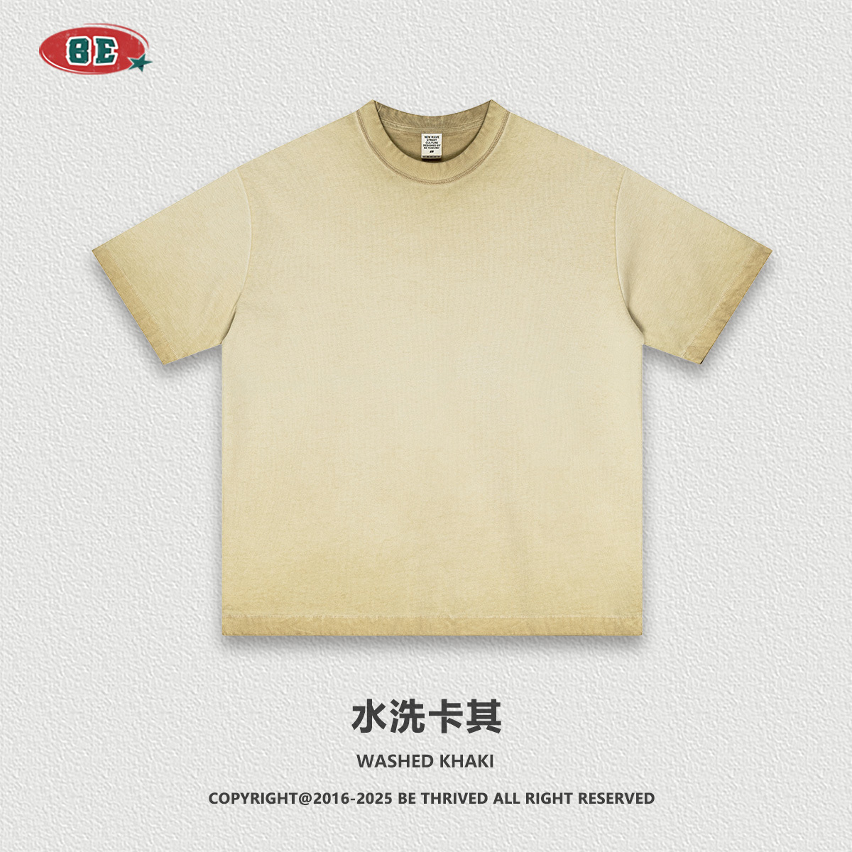 BE ropa de hombre | 2025 verano americano pesado anti-fondo frito estilo neutro camiseta de algodón de manga corta de gran tamaño personalizado para hombres