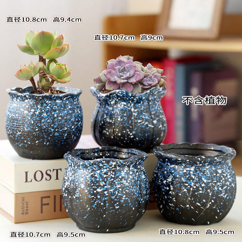 多肉花盆大量批发陶瓷植物粗陶复古素烧紫砂创意大小口径简约跨境|undefined