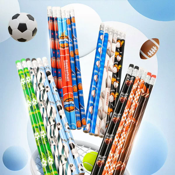 Football Cartoon Pencil HB First Grade Primary School Students Writing Painting Sketch with Eraser Kindergarten Gifts