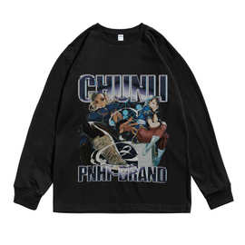 街头霸王街机游戏拳春丽日系卡通动漫宽松纯棉重磅美式长袖T恤