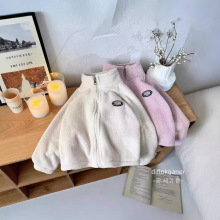 2024新款儿童秋冬款立领双面绒毛毛衣男女童加绒保暖软糯百搭外套