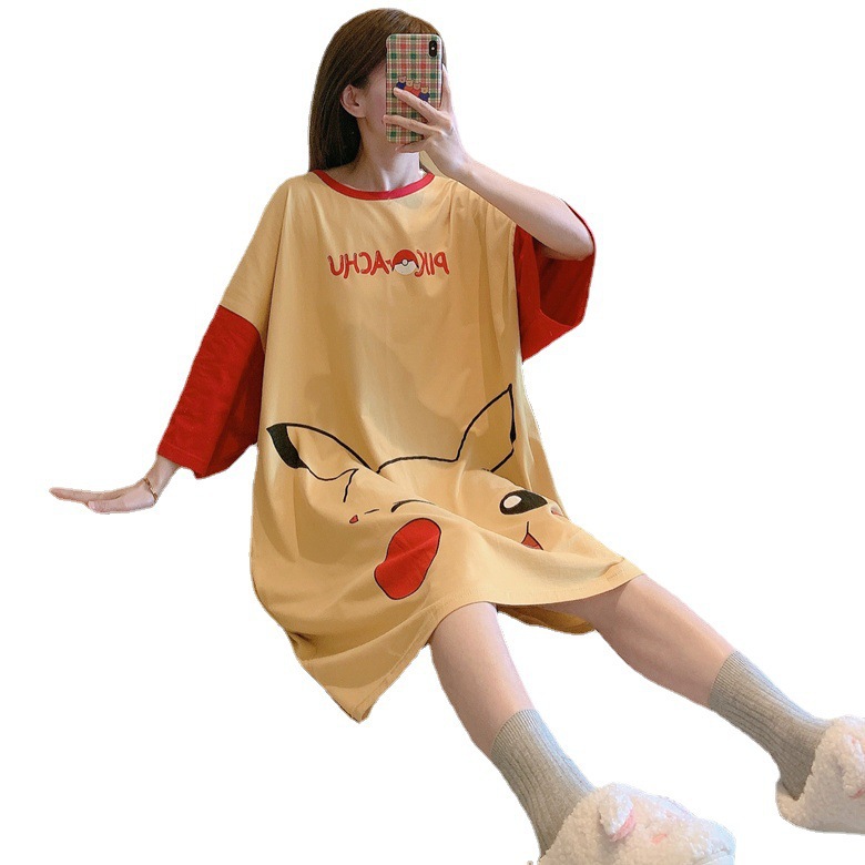 Camisón de manga corta suelto de estilo coreano para mujer verano lindo mickey girl plus size transmisión en vivo transfronteriza comercio exterior ropa para el hogar