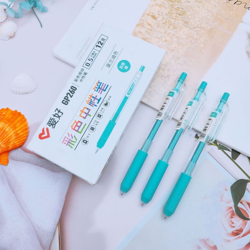 爱好文具新品GP260彩色中性笔 学生标记绘图彩色按动笔按压笔批发|undefined