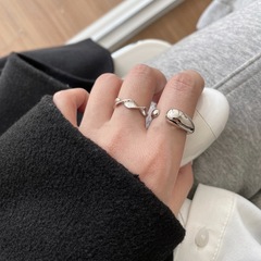 極簡冷淡風水滴戒指女幾何扭曲莫比烏斯開口指環疊戴氣質食指戒潮