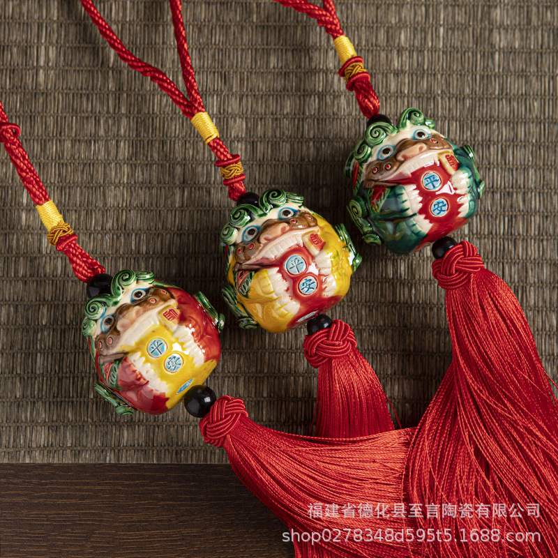 风狮爷交趾陶厦门汽车挂件正品金门平安招财石狮子旅游纪念品