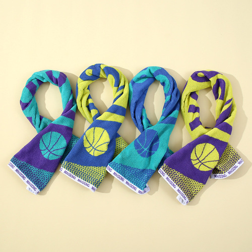 Dopamine sports towel wholesale 32-strand pure cotton yarn-dyed marathon towel fitness running sports towel customization