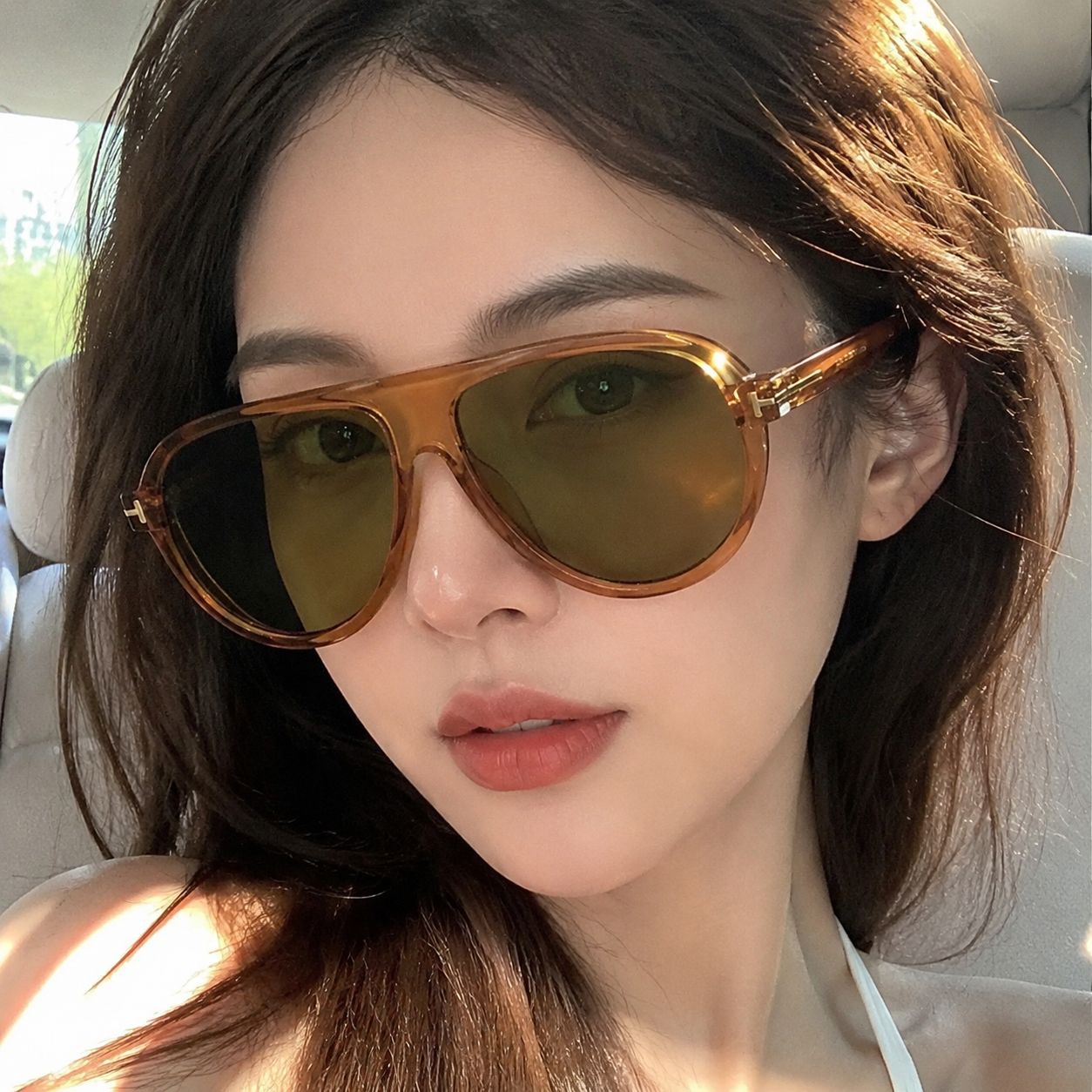 新款时尚大框显瘦T家大牌太阳镜高级感女士防晒ins墨镜飞行员眼镜