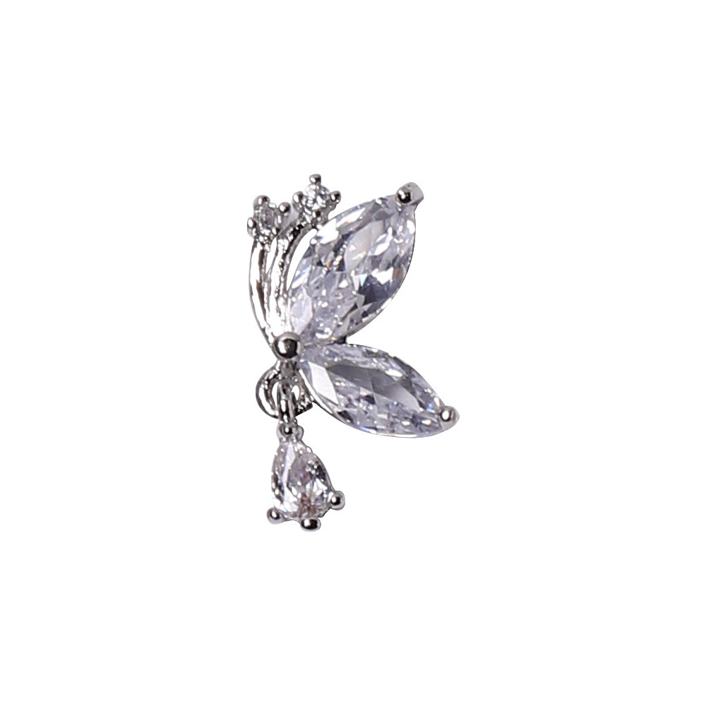 Nueva celebridad de internet luz de lujo circón amor super flash perla mariposa colgante cadena de uñas estrella de plata diamante conejo pequeño diamante image 7