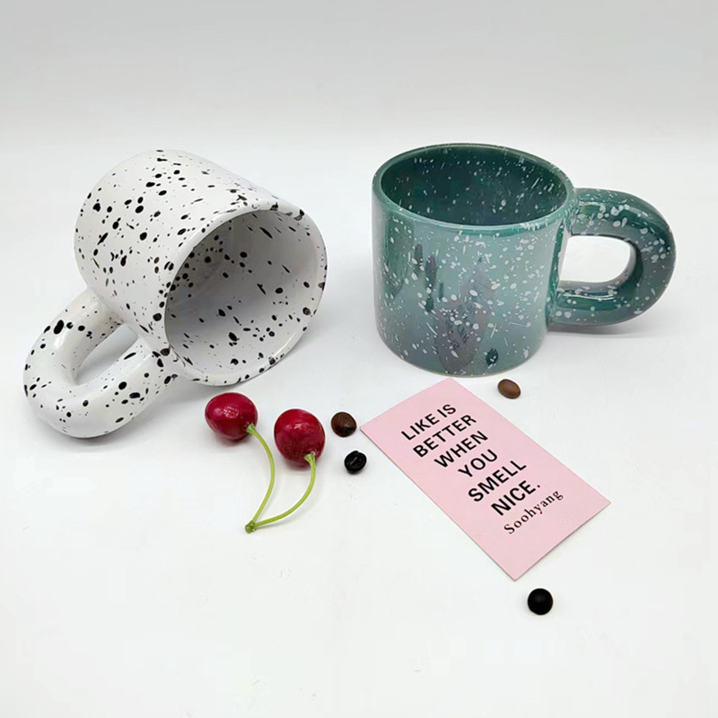 Taza de grasa coreana ins hogar taza de agua salpicaduras de tinta desayuno leche taza de avena Taza de cerámica taza de punto simple