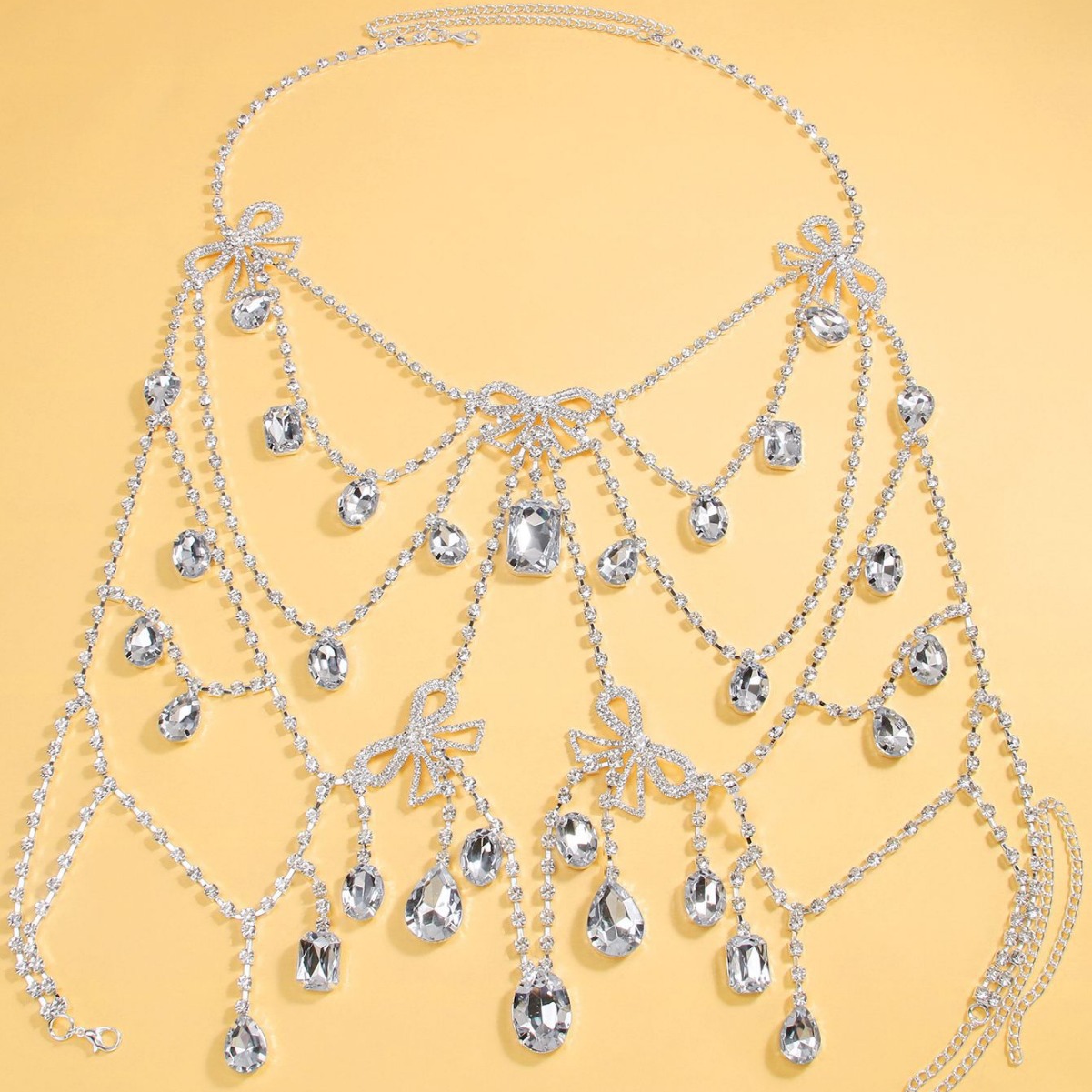 Europa y América sexy arco cadena de pecho moda hueco cadena de cuerpo de diamante accesorios de fiesta cadena de pecho mujer