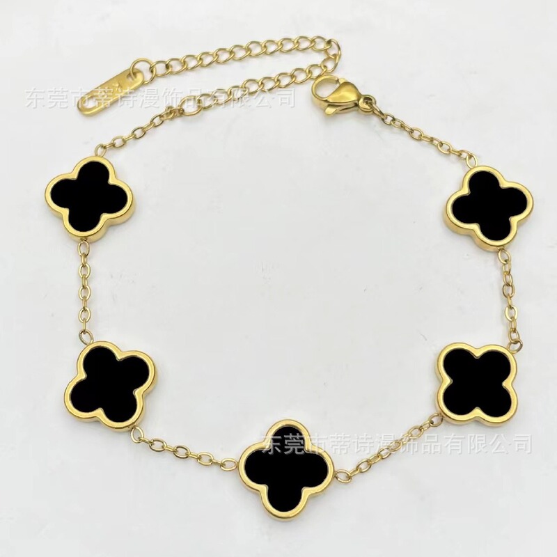 Explosions smooth four-leaf clover bracelet titanium steel 18K gold double-sided fritillary bracelet bracelet jewelry manufacturers wholesale