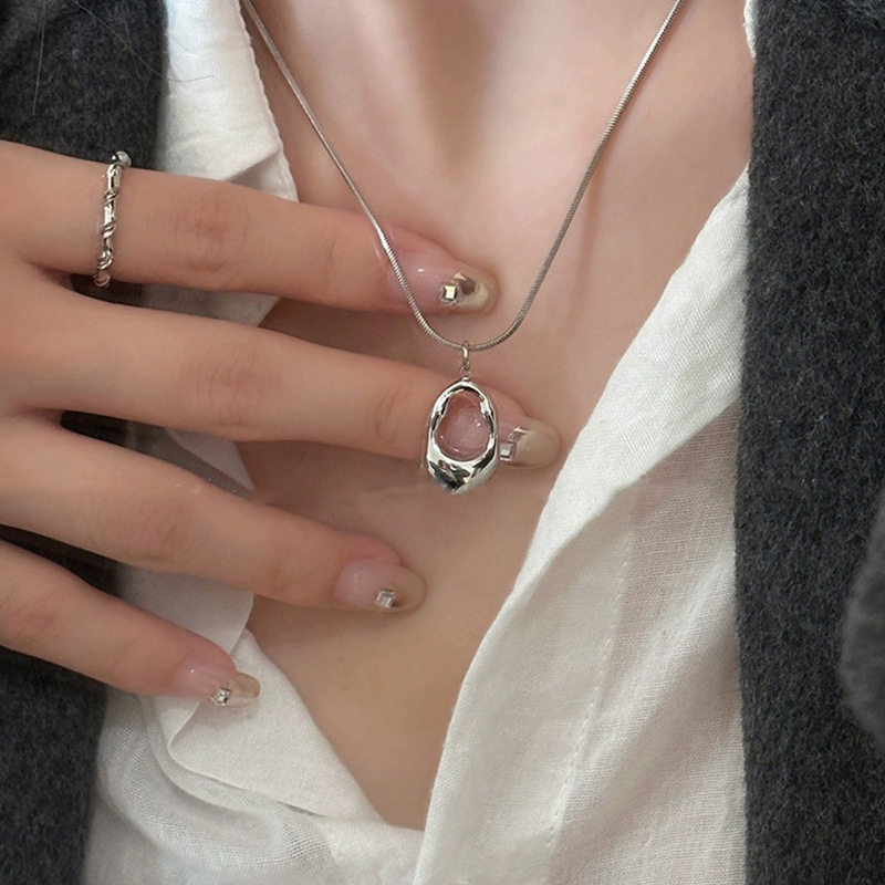 S925 スターリングシルバーリボンウォータードロップジルコンネックレス女性のニッチデザインハイエンド韓国インライト高級鎖骨チェーン|undefined