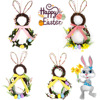 The new resurrection festival rabbit rattan flower ring ornaments interior decorative party supplies bowl knot colorful egg flower ring door hanging