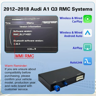 Wireless Carplay/Hicar Upgrade Suitable Simsiz CarPlay və Android Auto - audi-a1-q3-2012-2018-rmc