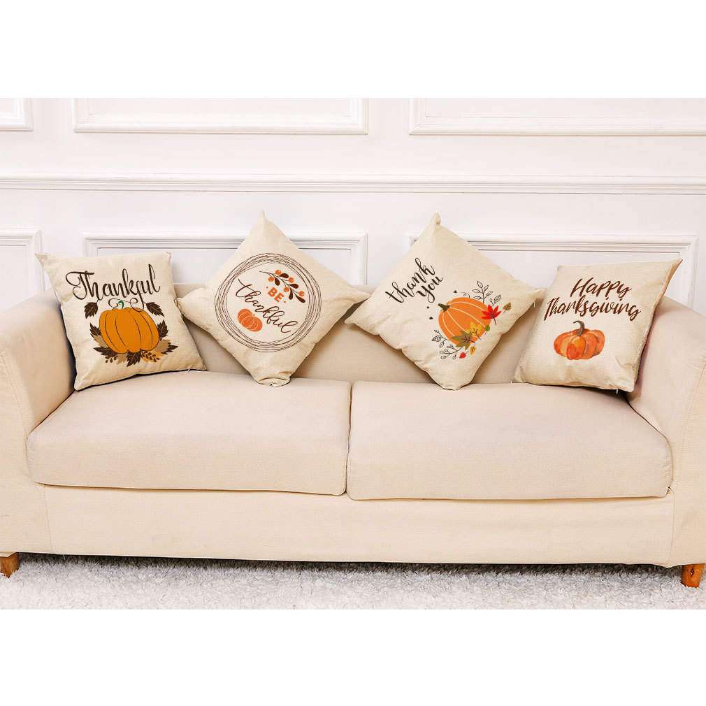 亚马逊 eBay 速卖通新款南瓜感恩节棉麻抱枕套 汽车靠垫 沙发抱枕