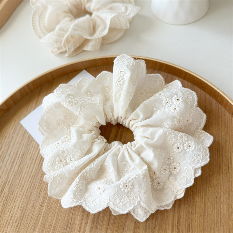 20g Weight Hair Tie Hair Accessories Type 1 Piece Quantity Holiday, Daily Occasion Solid Color Pattern Women's Gender Simple Style, Classic Style Style Super Fairy Internet Hot New Lace Large Intestine Ring Hair Ring Graceful And Fashionable Girl Top Cuft Boutique Hairware 2