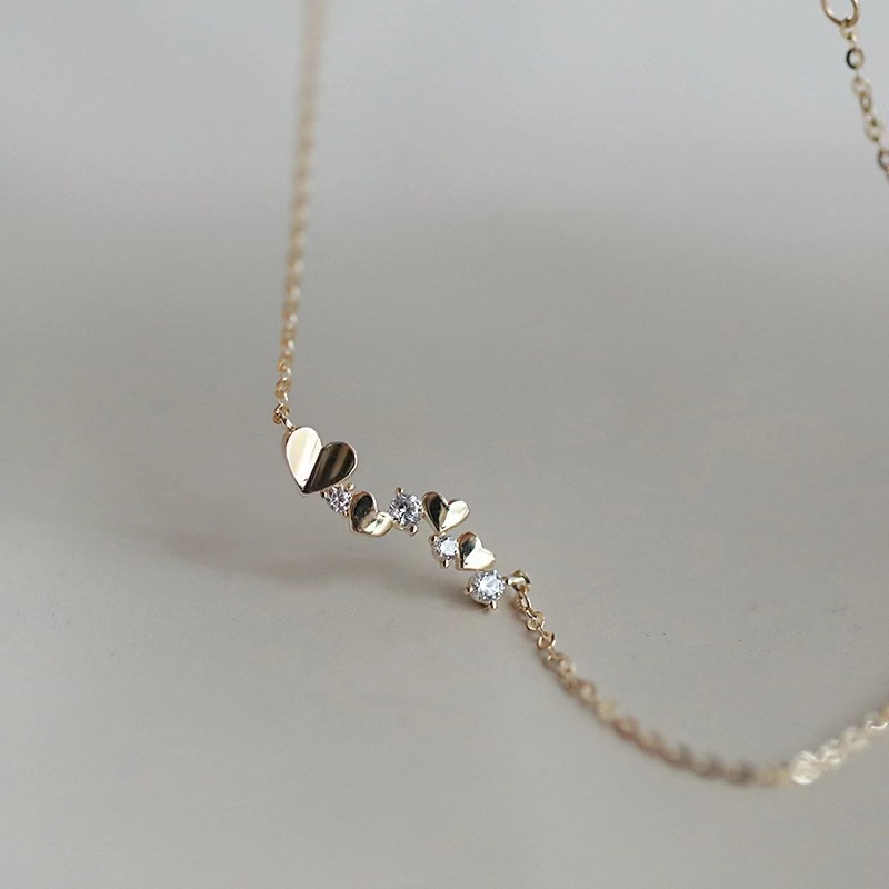 9g Weight Artificial Diamond Inlay Material Necklace Classification 925 Sterling Silver Artificial Diamond Plating Inlay Heart Shape Necklace