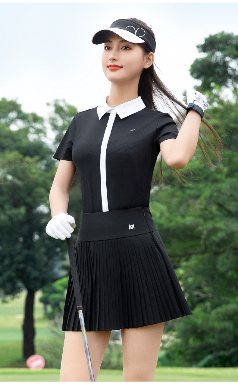 Áo polo nữ tay ngắn thun co giãn eo thon gọn — POLO màu trắng [nhẹ và đàn hồi cao/kết cấu có nếp nhăn/eo thon gọn] YF785, POLO màu đen [nhẹ và đàn hồi cao/kết cấu vân mịn/eo thon gọn] YF785, Sakura Phấn hoa POLO [Nhẹ và đàn hồi cao/kết cấu mịn/eo thon gọn] YF785 chi tiết 10