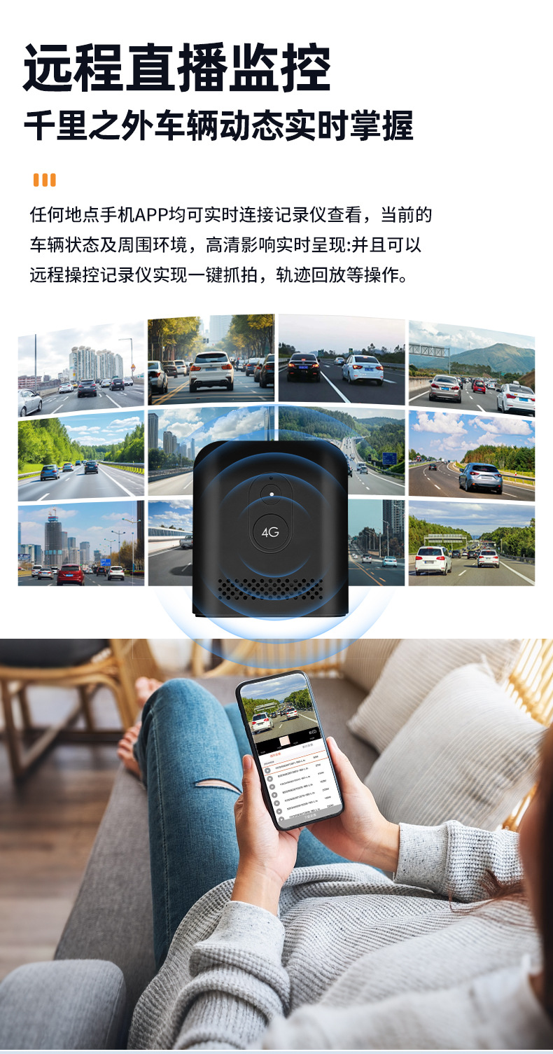 Domestic fleet 4G dashcam with high-definition remote monitoring, smart app, cloud storage, and track tracking vehicle device