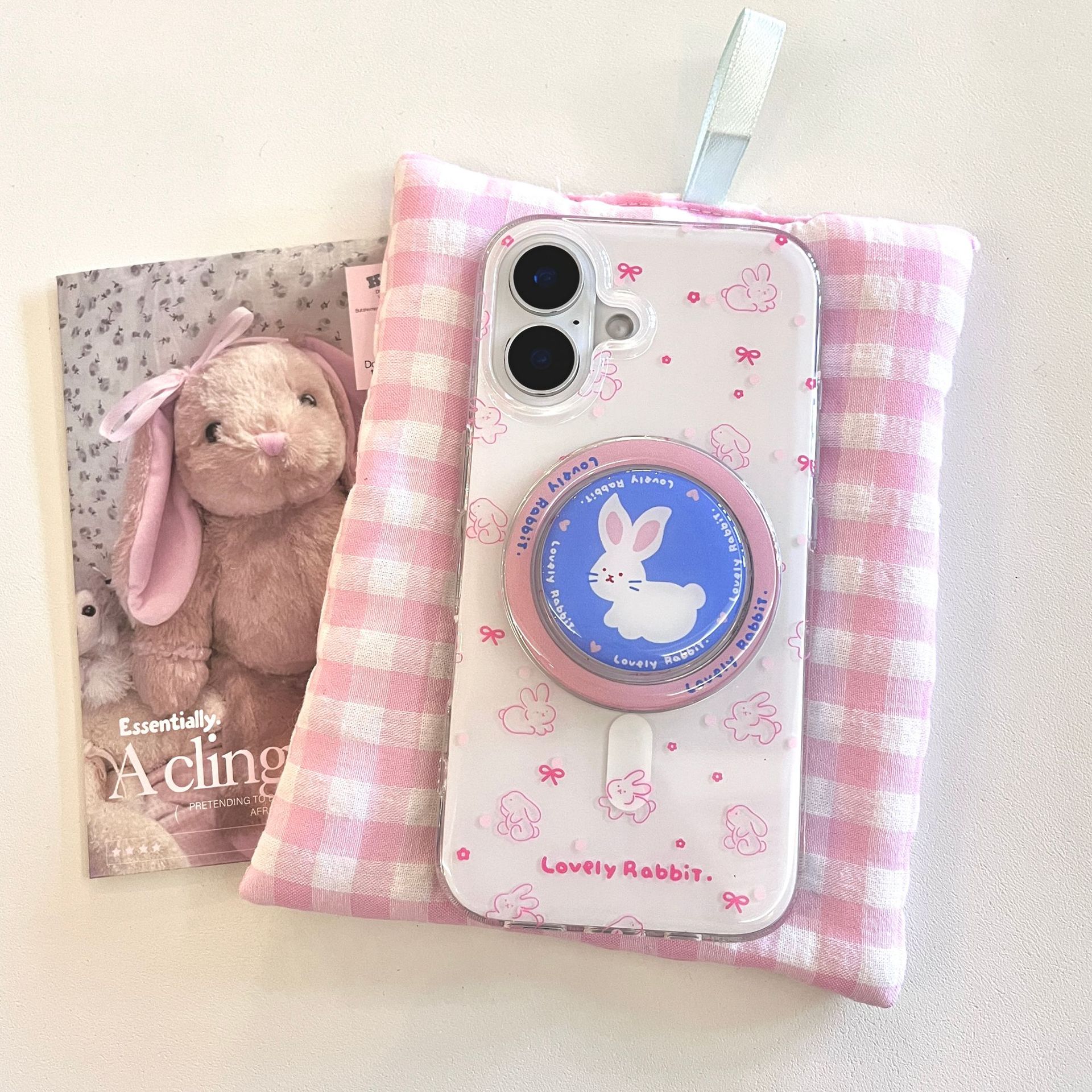 Pequeño lindo conejito de pantalla completa para iPhone16 funda para teléfono móvil 15ProMax magnético 14/13 nuevo 16Pro