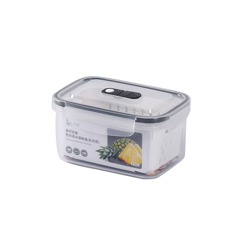 Refrigerador cesto de drenaje caja de preservación rectangular refrigerado sellado de grado de alimentos con cubierta caja de almacenamiento portátil al por mayor