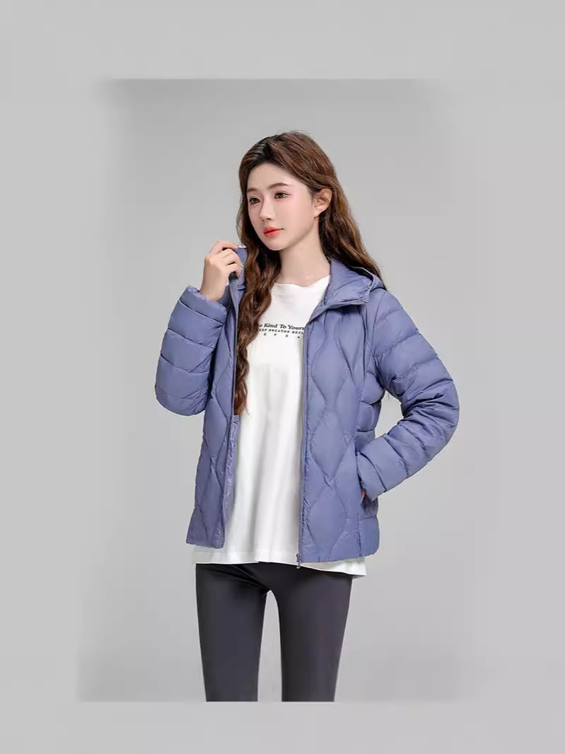 Chaqueta de plumón casual ligera de mujer moda polifacética blanca ligera caliente invierno y otoño abrigo delgado grande