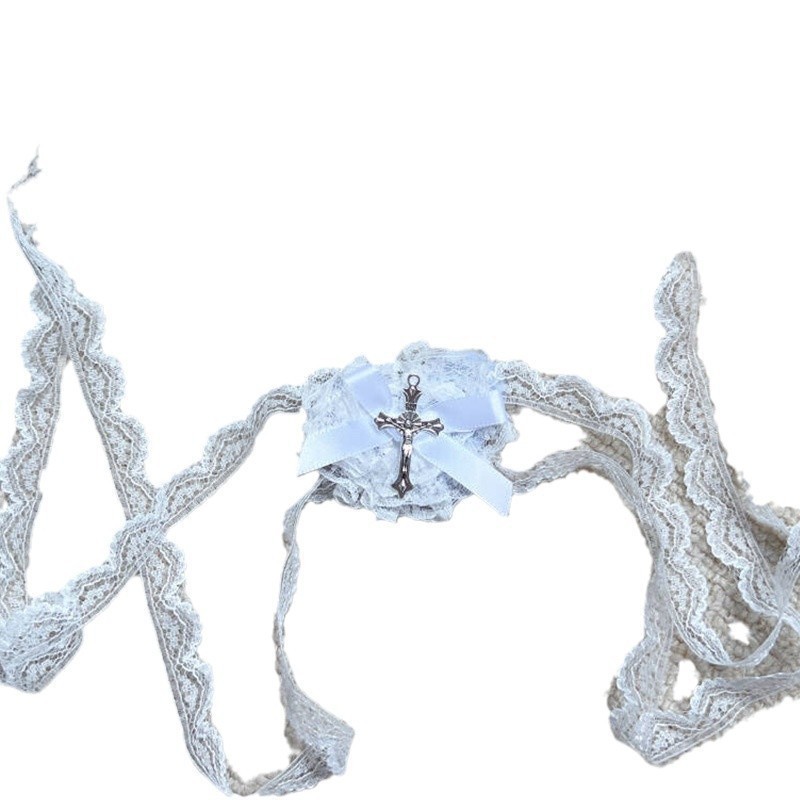 Gotisk lolita sovmask med spetsrosett och kors_voghion.com