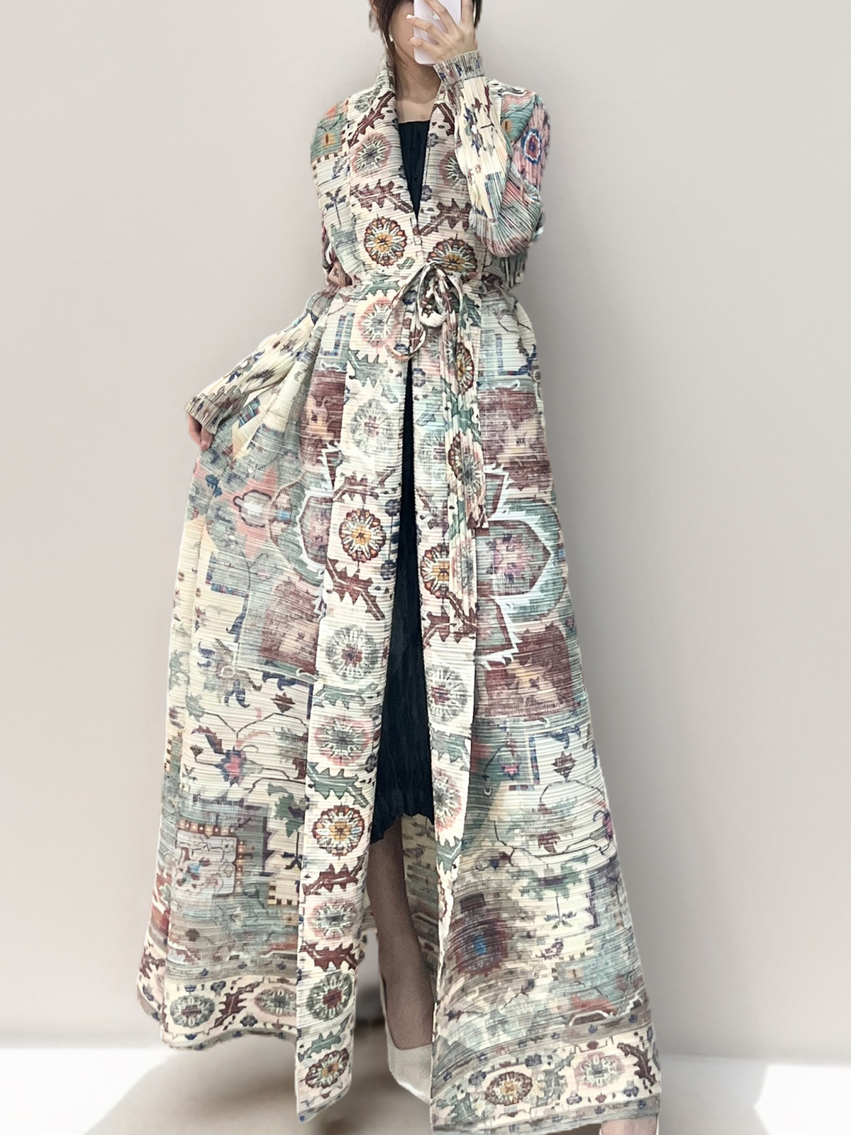 Muslim Long Robe, Arabian Dubai Middle Eastern Women's Clothing, Printed Trench Coat, Abaya Dress, Trendy_ecoleips.com