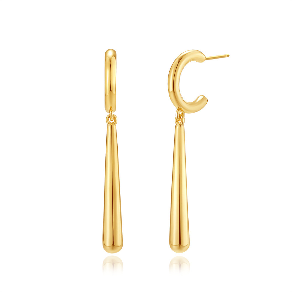 Gota de agua brillante de varilla fina dorada