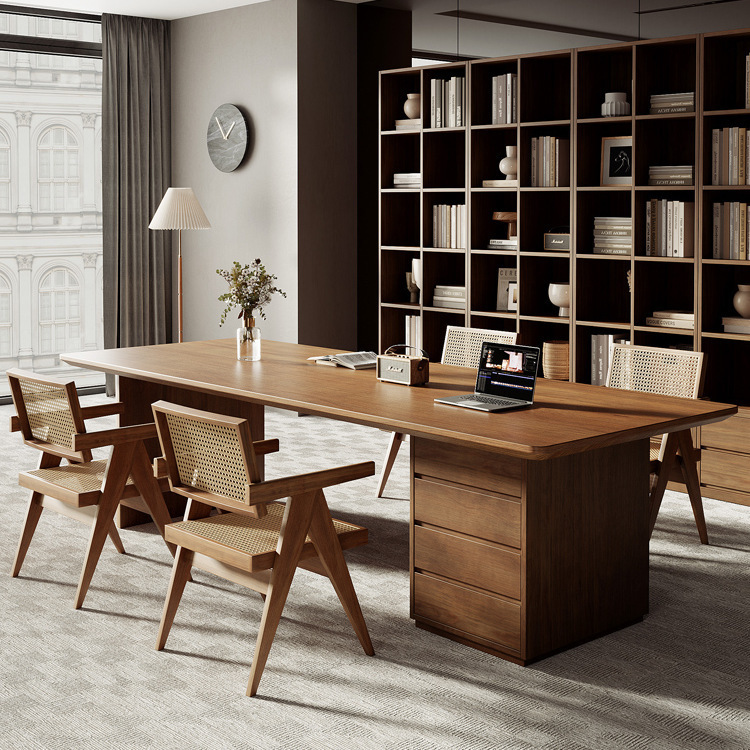 Half Living Room Half Study Large Desk Solid Wood Desk Home Study with Drawer Desk Office Study Table