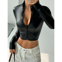 U 27545 Zipper slim crop top �������ö̿��¿羳����ͨ��