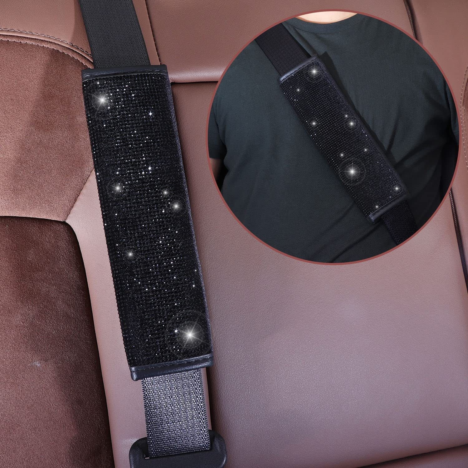 Car Steering Wheel Cover Diamond Style New Model Universal for All Seasons Seatbelt Cover Multi-Piece Set Coaster Steering Wheel Protective Cover