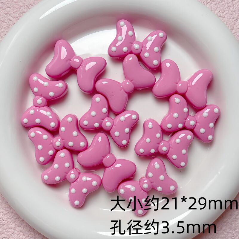 可爱卡通滴油波点蝴蝶结亚克力直孔散珠diy手机链串珠材料饰品配|undefined