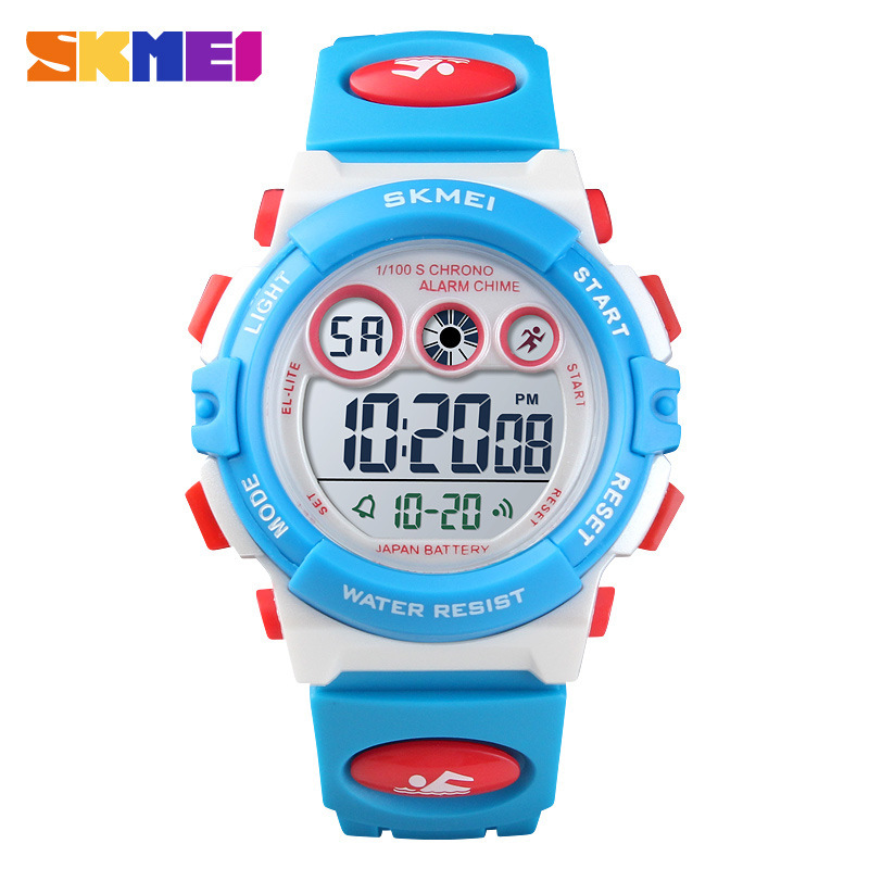Skmei explosión multifuncional impermeable niño reloj colorido led luz nocturna transparente reloj electrónico de estudiantes al por mayor