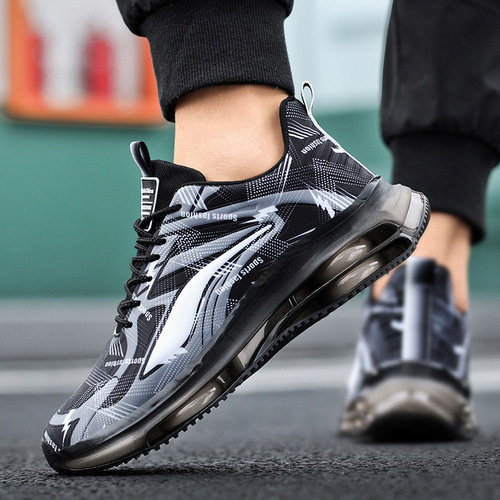 Autumn breathable shock-absorbing large men's shoes for adolescents, running shoes for students with leather surface, height increasing, versatile casual running shoes