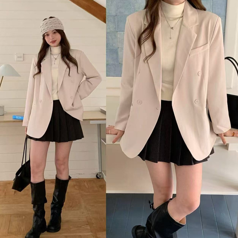 Korean Dongdaemun Ins Spring High-End Style Blazer for Women, Loose Casual Suit Jacket for Spring and Autumn Hf Korean Dongdaemun Ins Spring High-End Style Blazer for Women, Loose Casual Suit Jacket for Spring and Autumn Hf