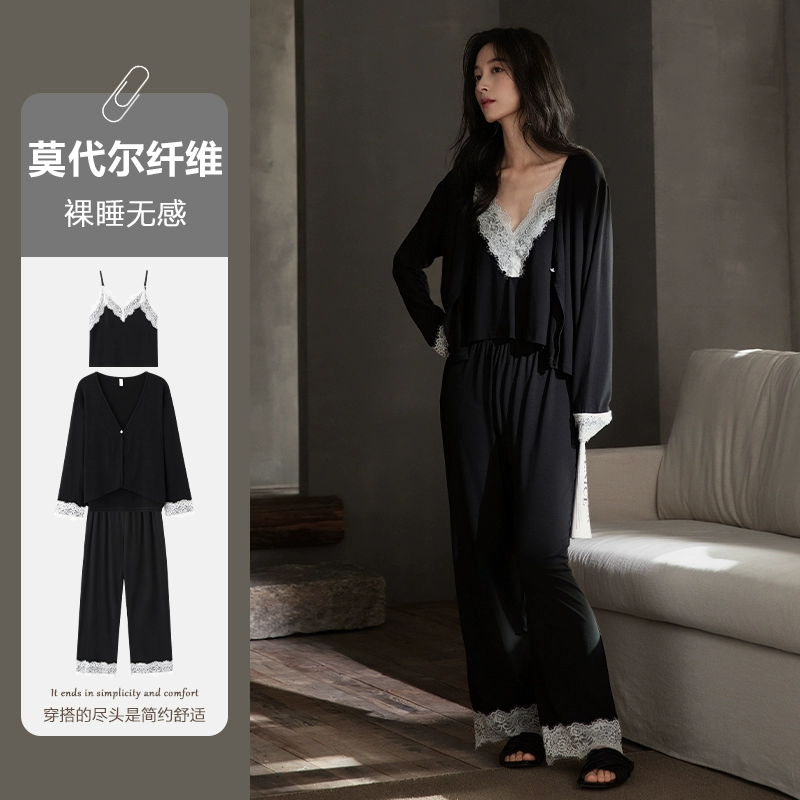 Set, pijama, summer sexy long-sleeve, 3 piece set, lifting effect