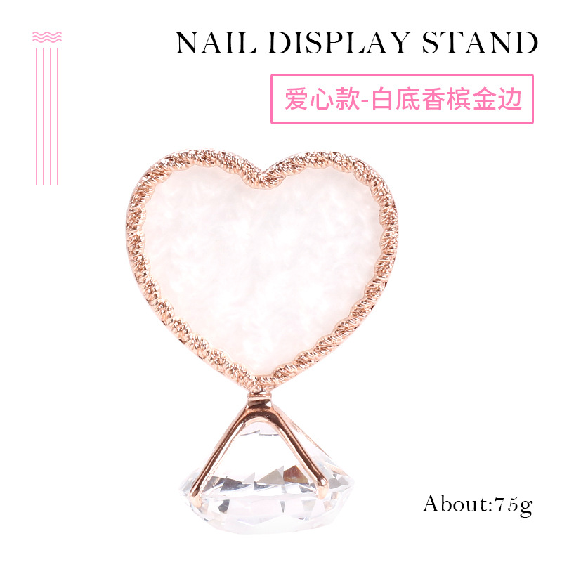 Nuevo Marco de exhibición creativo en forma de corazón borde dorado Cross-border exclusivo diamante Fondo manicura acabado soporte de exhibición pendientes soporte de exhibición