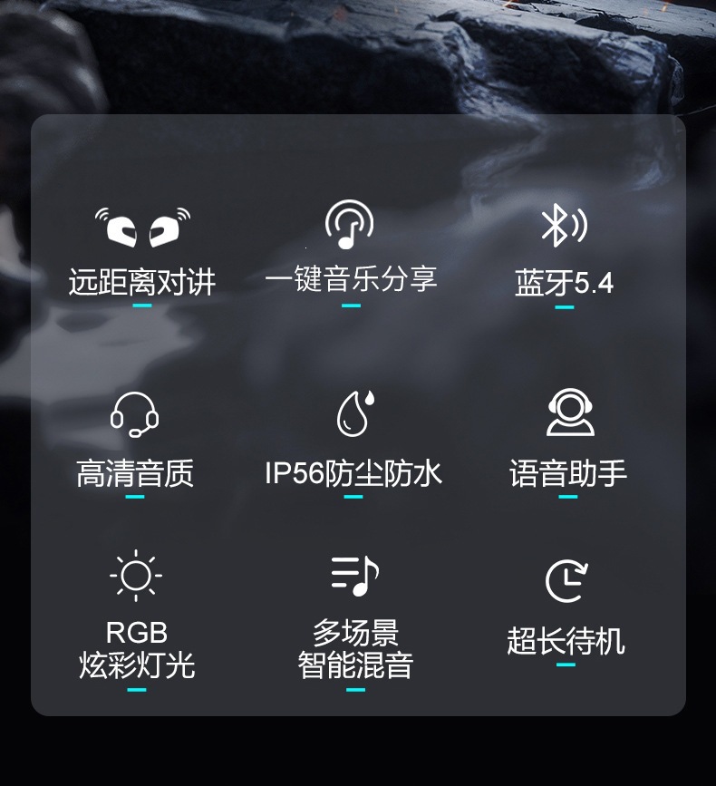Cross-Border Hot-Selling Y12Pro Helmet Bluetooth Headset Waterproof Mobile Phone Noise Reduction Motorcycle Three-Party Long-Distance Intercom