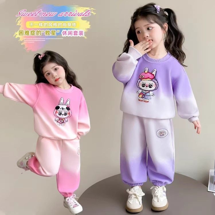 炸街女童labubu套装秋季2025新款儿童卡通卫衣两件套宝宝春秋衣服|undefined