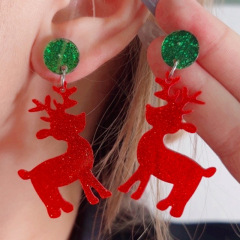 漫画デザイン感クリスマスイヤリングアクリルヘラジカクリスマスツリーピアスファッション靴下イヤリングアクセサリー女性