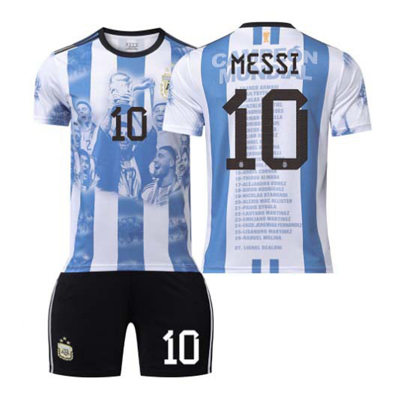 Verano Argentina fútbol uniforme niños traje de los hombres al aire libre correr deportes de secado rápido Massey Jersey mujeres adultas al por mayor