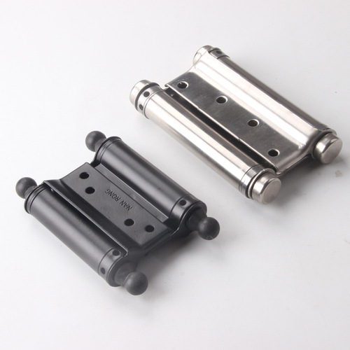 Stainless steel free hinge double-opening bidirectional spring hinge, inside and outside, left and right, bidirectional automatic closing door, black