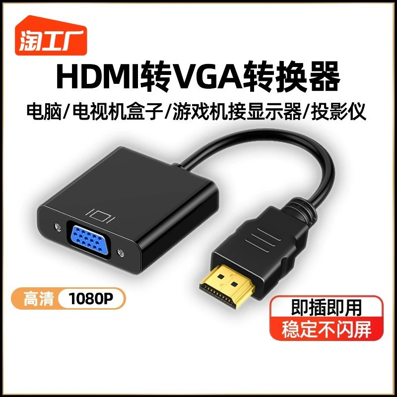Преобразователь HDMI в VGA для ноутбука и настольного ПК, коробка, проектор, с кабелем, высокое разрешение, разъем