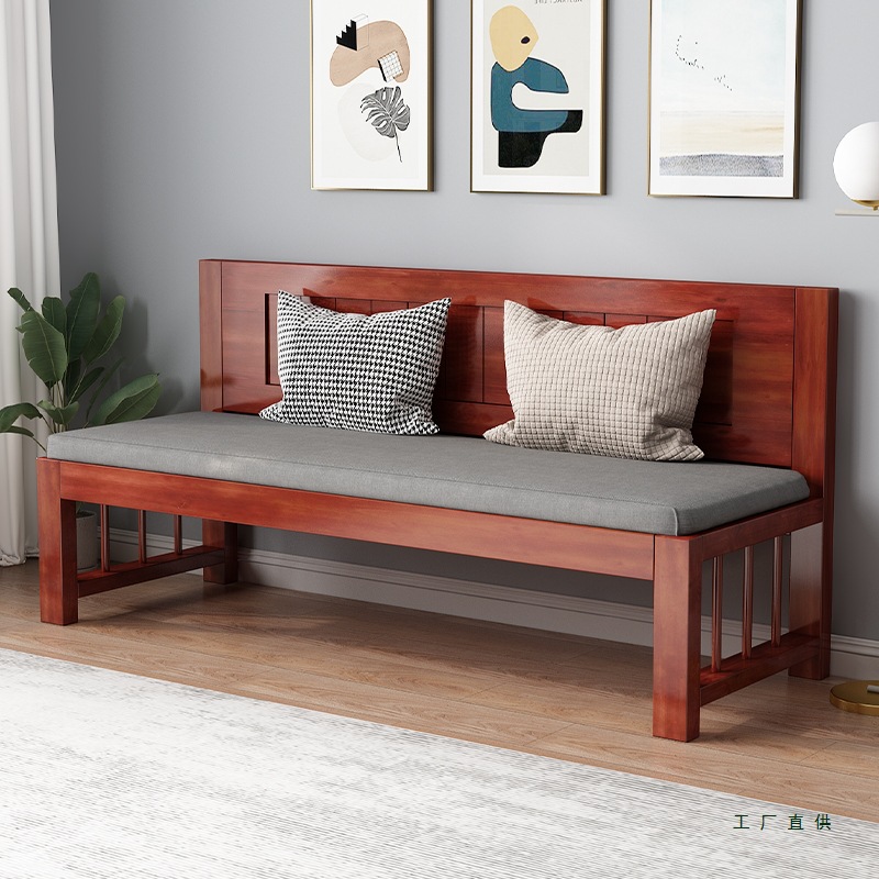 Solid Wood Sofa Simple Modern Small Apartment Living Room Double Three Person Sofa Chair Dining Chair Balcony Leisure Backrest Bench