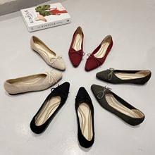 单鞋女2023新款豆豆鞋女针织平底鞋浅口飞织鞋大码女 Women shoes